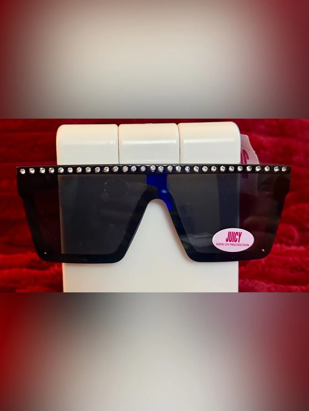 🕶️Juicy Couture Black Rhinestone Shield Sunglasses